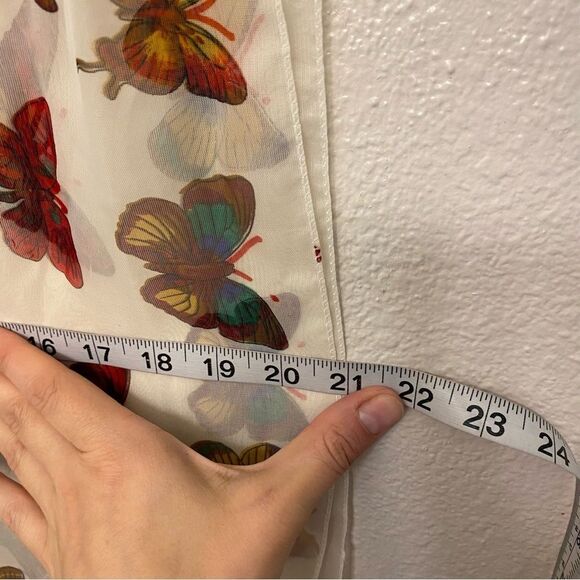 semi sheer silky colorful butterfly Mariposa lightweight scarf print 21x66 - Picture 5 of 6
